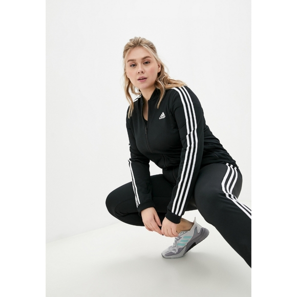 Adidas Women's ESSENTIALS 3-STRIPES TRACK SUIT Black/White - Picture 10 of 15